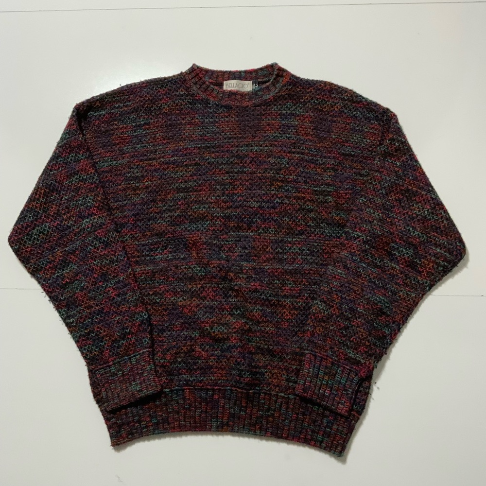 Vintage Bellagio Italy Multicolored 3D Artsy Crewneck Pullover Sweater - Picture 1 of 9